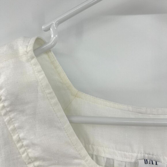 Gap 100% Linen White Square Neck Half Sleeve Blouse Women's Small - Picture 3 of 5
